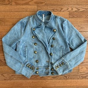 Free People military style denim jacket